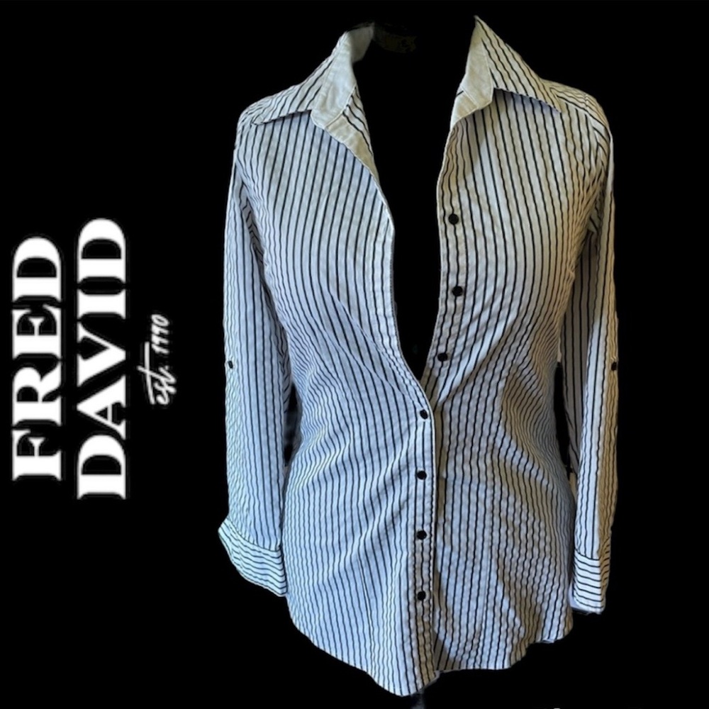 Fred David Stretch Small Striped Blouse